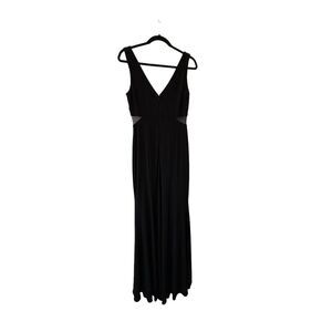 X by Xscape Full-Length Mesh Inset Evening Dress Sleeveless Black Women's Size 6